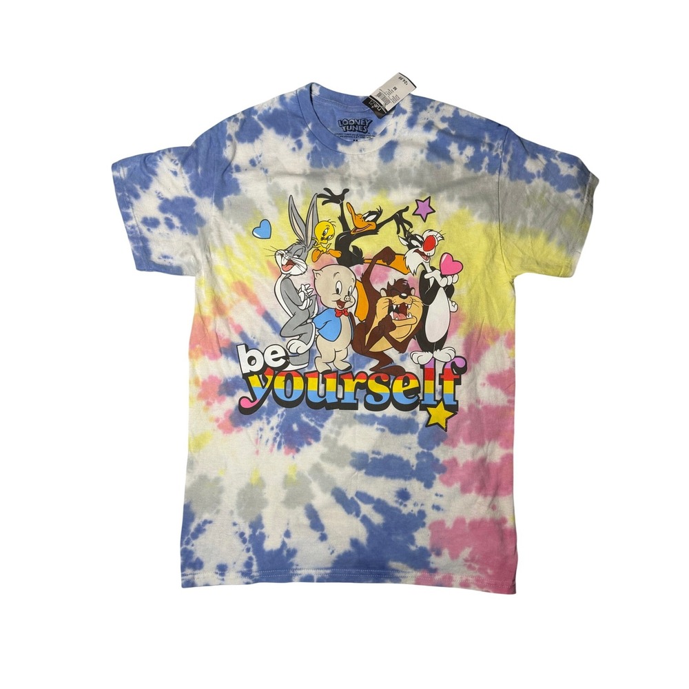 Looney Tunes Be Yourself Tie Dye Graphic T-Shirt Mens Medium Bugs Bunny New